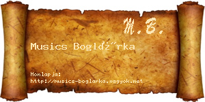 Musics Boglárka névjegykártya